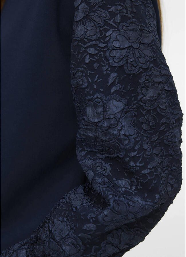VERO MODA gebloemde gebreide trui marineblauw - Foto 3