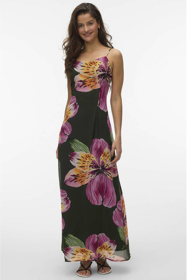VERO MODA gebloemde maxi jurk zwart - Foto 3