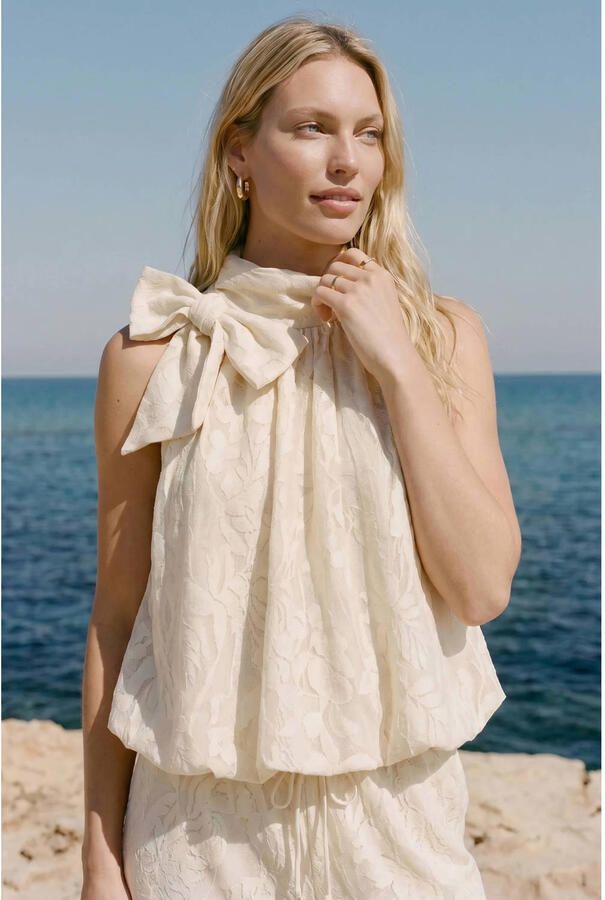 VERO MODA gebloemde top ecru - Foto 3