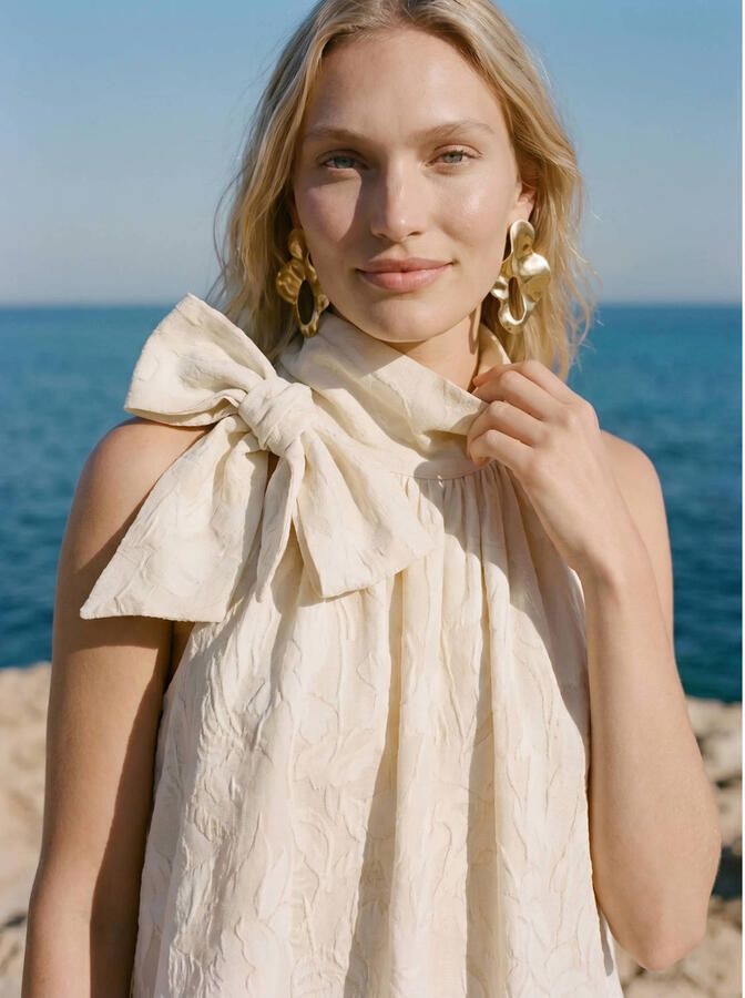 VERO MODA gebloemde top ecru - Foto 2
