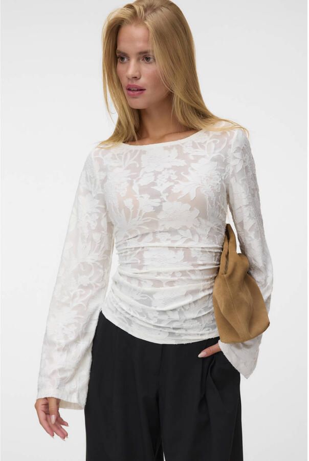 VERO MODA gebloemde top ecru - Foto 2