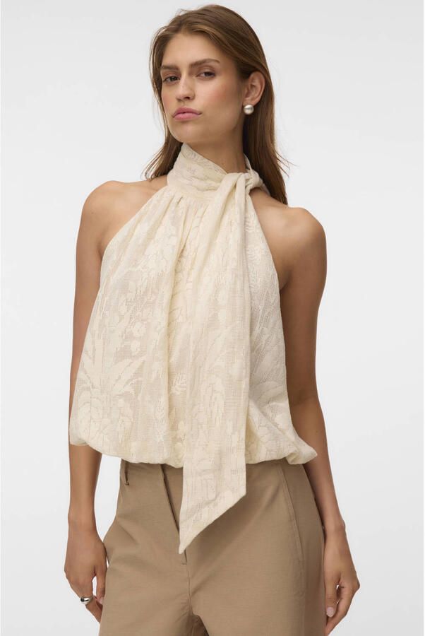 VERO MODA gebloemde top ecru