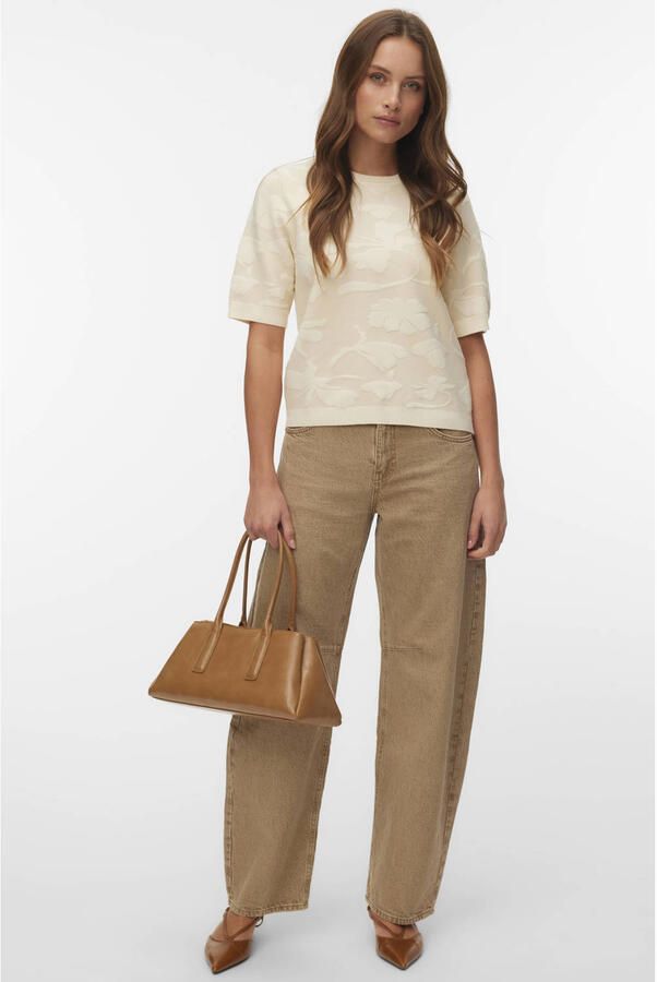 VERO MODA gebloemde trui ecru gebreid - Foto 2