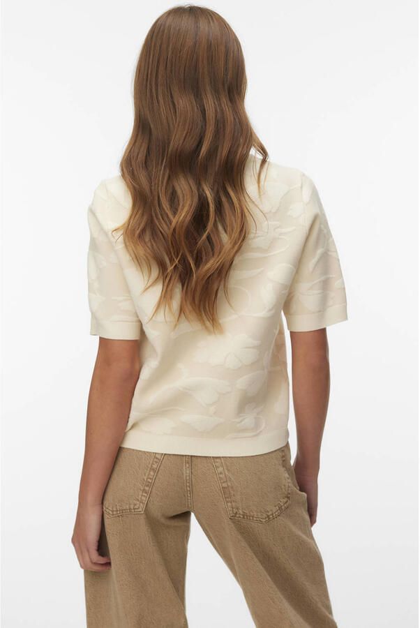 VERO MODA gebloemde trui ecru gebreid - Foto 3