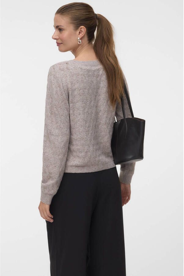 VERO MODA gebreid gemêleerd vest grijsbruin - Foto 2