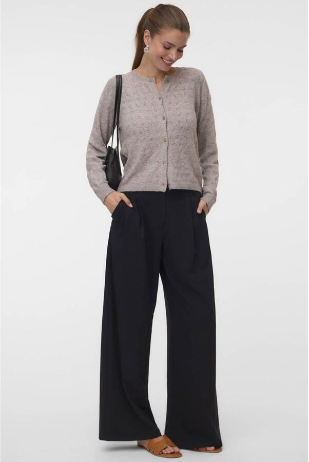 VERO MODA gebreid gemêleerd vest grijsbruin - Foto 3