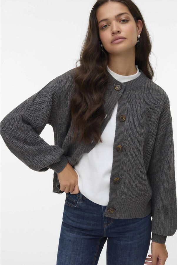 Vero Moda Relaxed fit gebreid jack met enkele knoopsluiting model 'LEA'