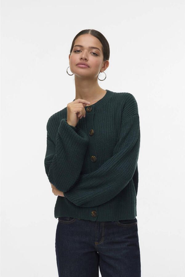 Vero Moda Relaxed fit gebreid jack met enkele knoopsluiting model 'LEA' - Foto 3