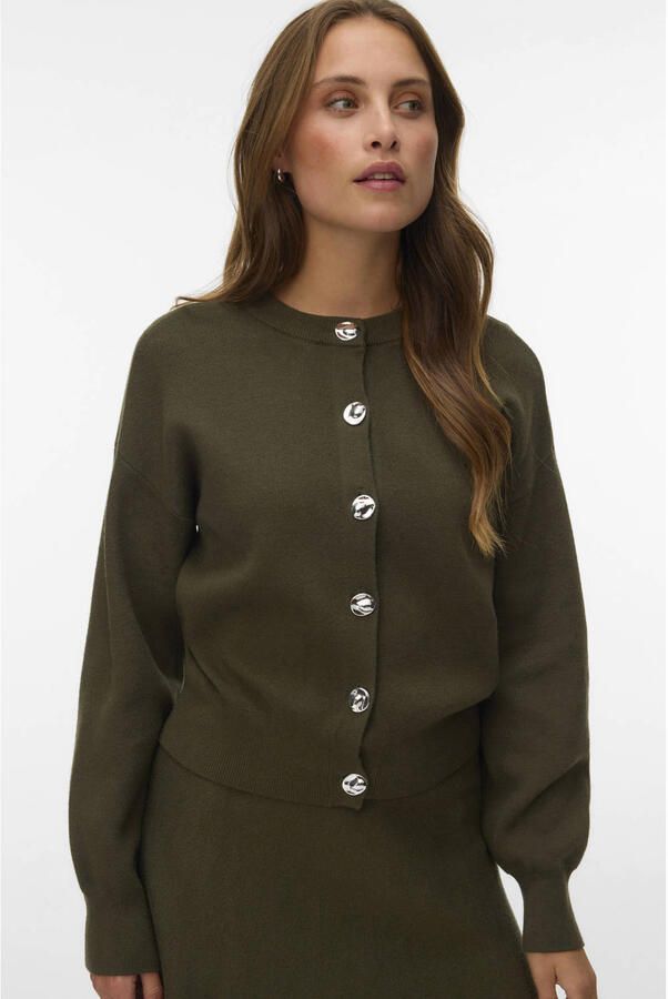 VERO MODA gebreid vest donkergroen