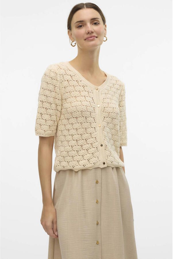 VERO MODA gebreid vest ecru