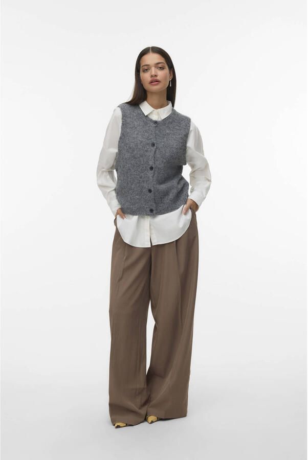 VERO MODA gebreid vest grijs melange - Foto 3