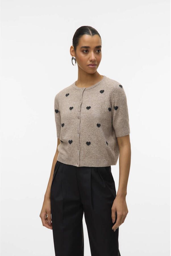 VERO MODA gebreid vest grijsbruin