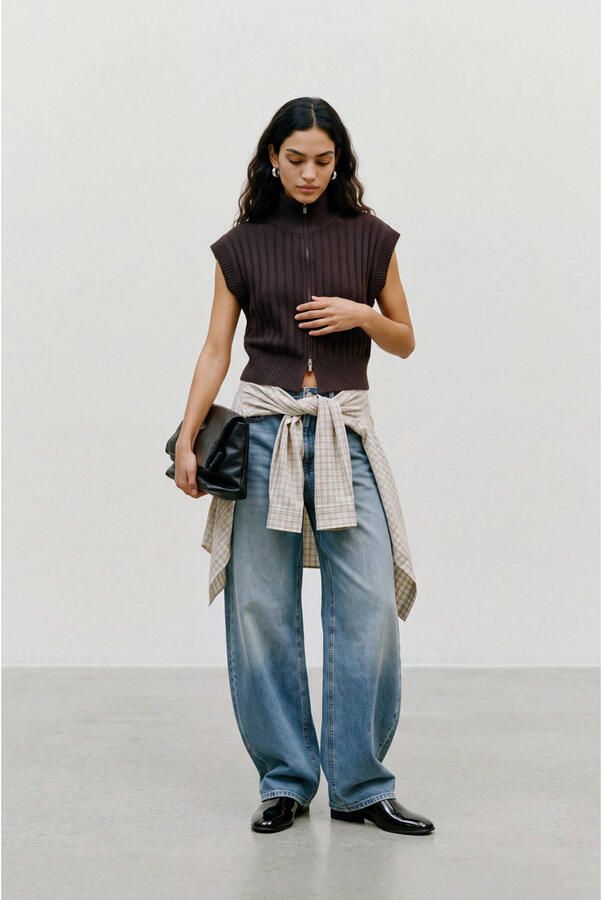 VERO MODA x Wehkamp gebreid vest met wol bruin - Foto 2