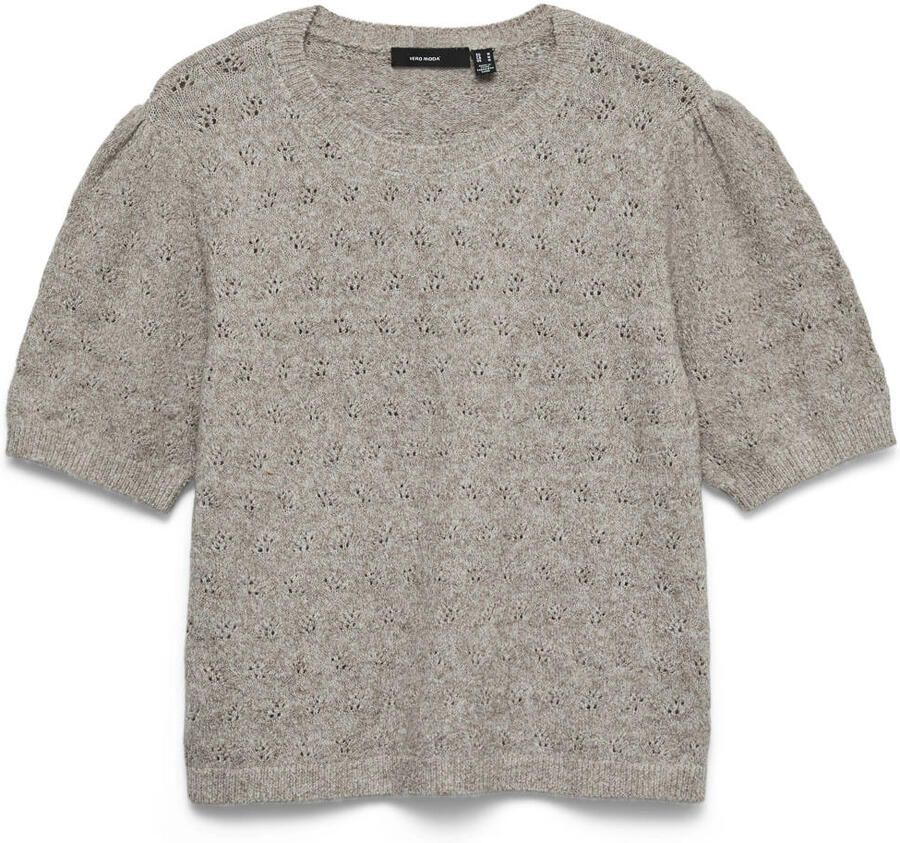 VERO MODA gebreide ajour trui taupe
