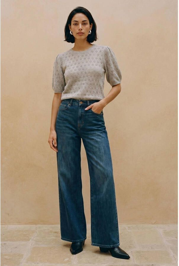 VERO MODA gebreide ajour trui taupe