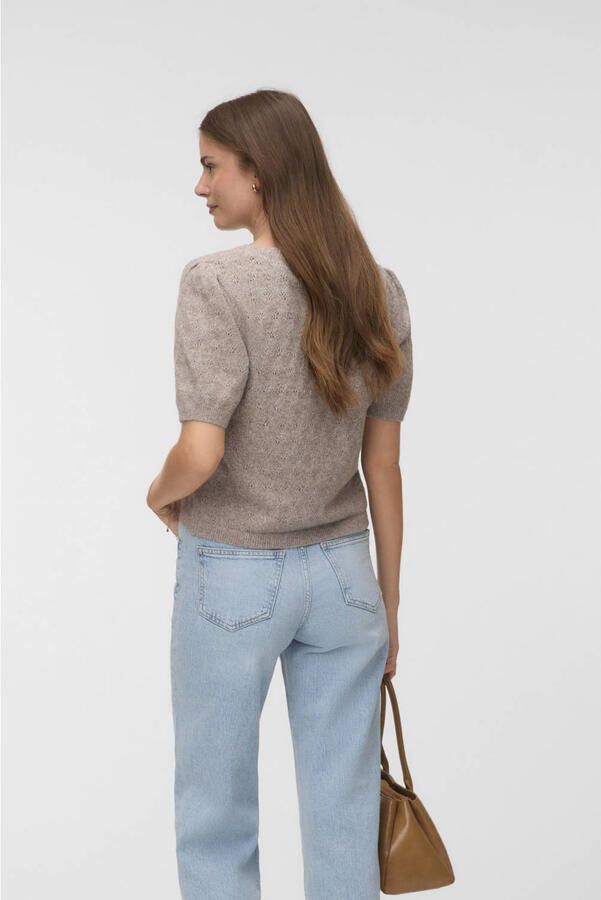 VERO MODA gebreide ajour trui taupe - Foto 3
