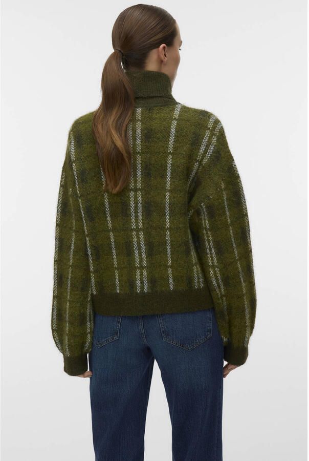 VERO MODA gebreide geruite trui groen - Foto 2