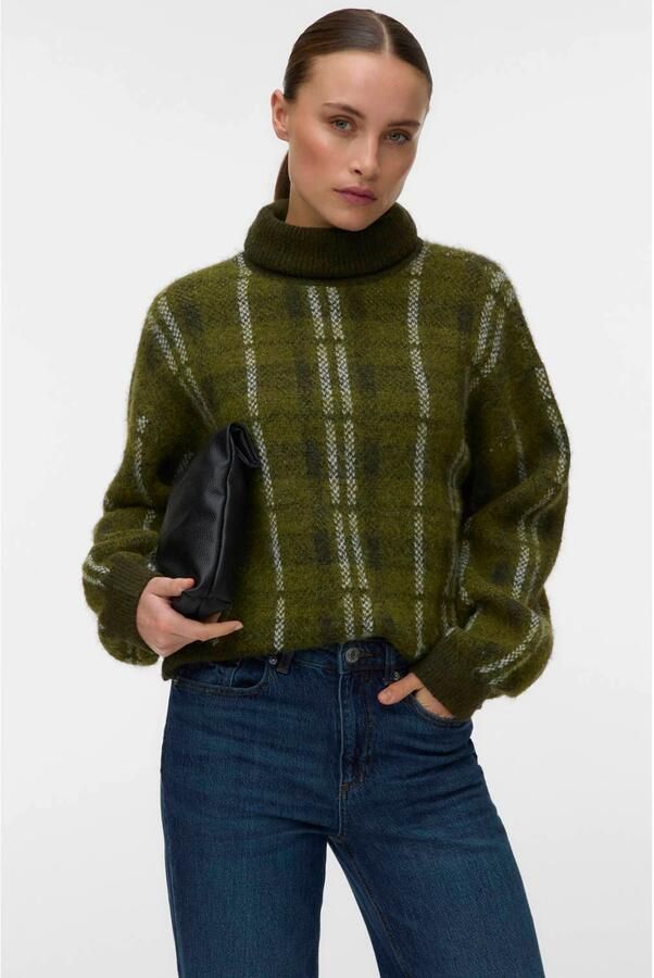 VERO MODA gebreide geruite trui groen