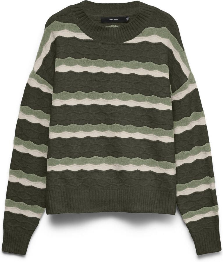 VERO MODA gebreide gestreepte trui met wol groen