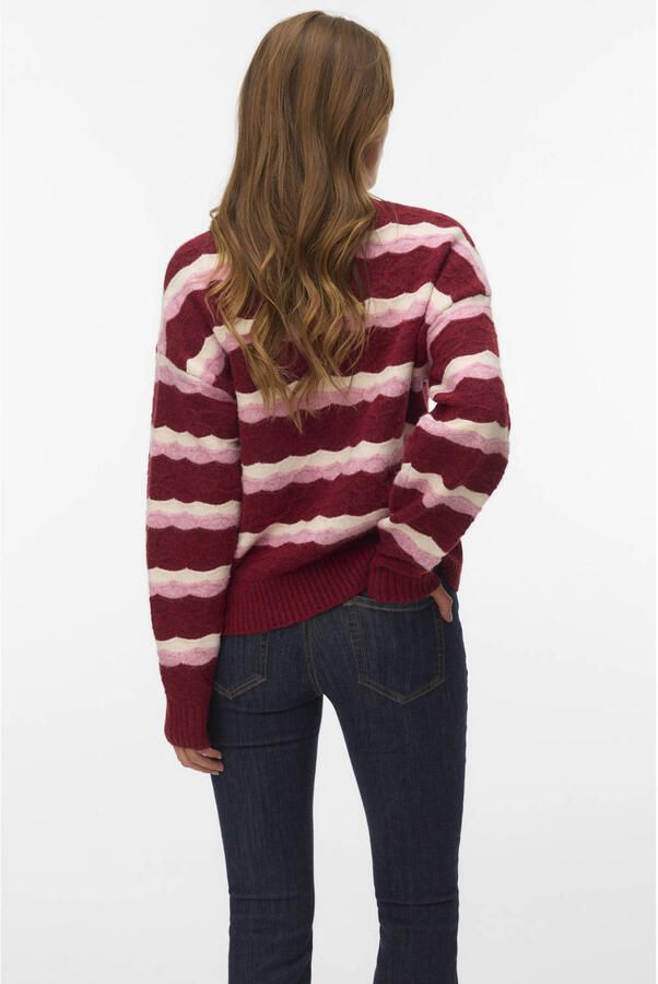 VERO MODA gebreide gestreepte trui met wol rood - Foto 2