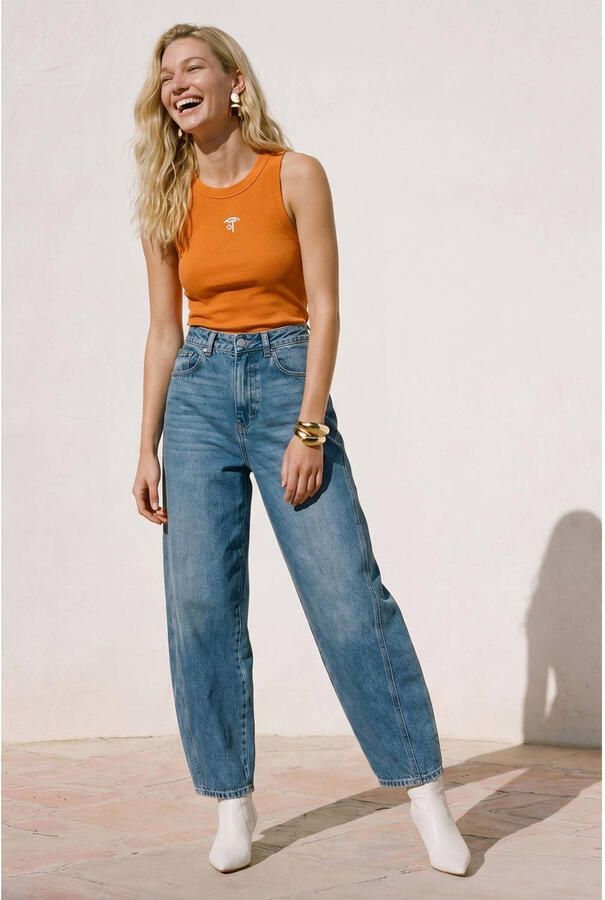VERO MODA gebreide top met borduursels oranje - Foto 2