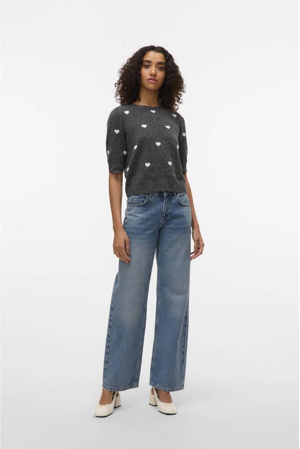 Vero Moda Trui met korte mouwen VMDOFFY INTARSIA 2 4 O-NK PULLOV GA NOOS