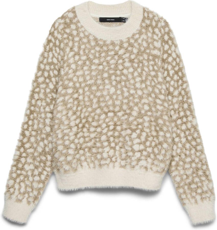 VERO MODA gebreide trui met dierenprint zand