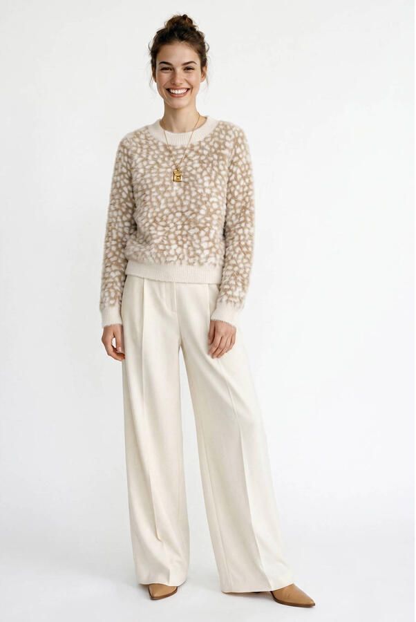 VERO MODA gebreide trui met dierenprint zand - Foto 2