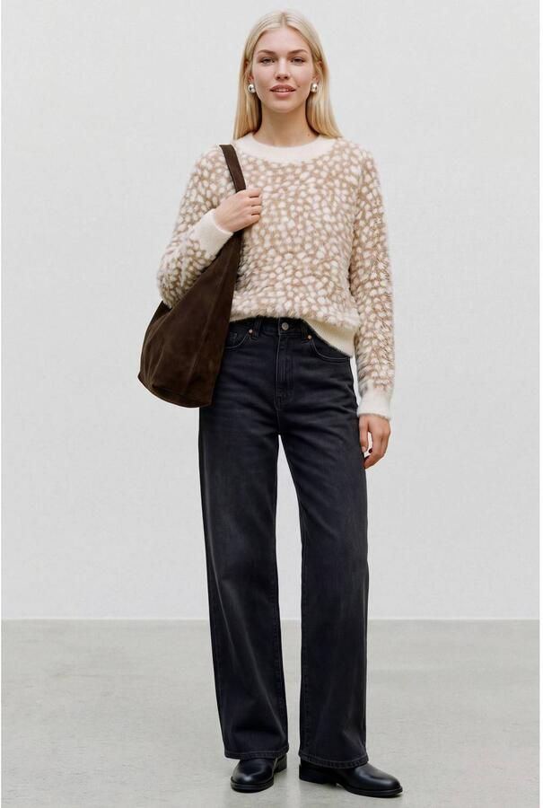 VERO MODA gebreide trui met dierenprint zand - Foto 2