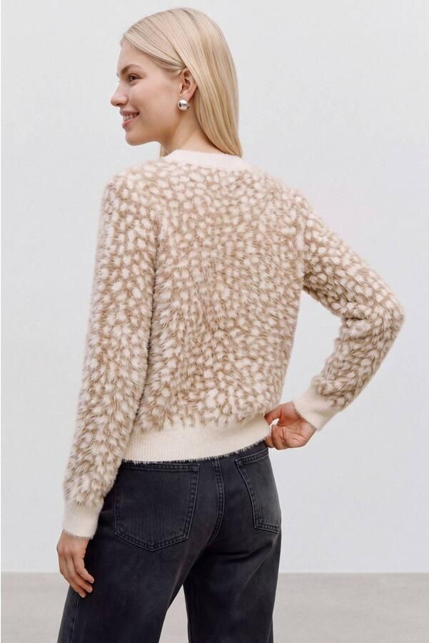 VERO MODA gebreide trui met dierenprint zand - Foto 3