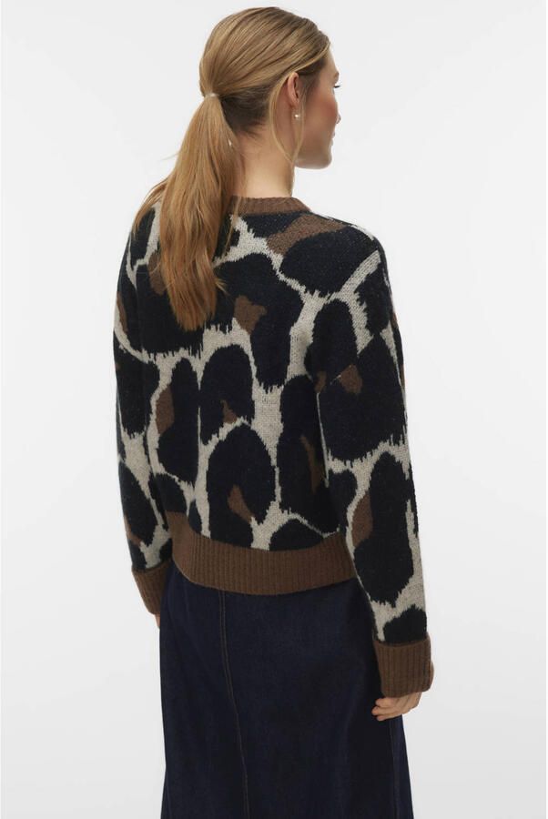 VERO MODA gebreide trui met panterprint bruin - Foto 3