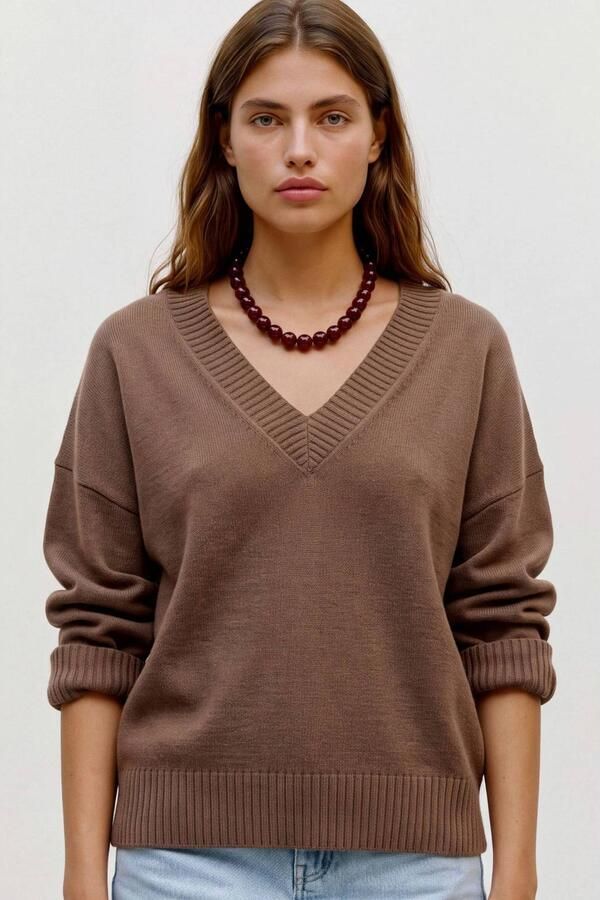 VERO MODA gebreide trui met wol bruin