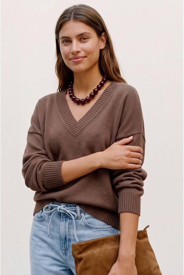 VERO MODA gebreide trui met wol bruin - Foto 2