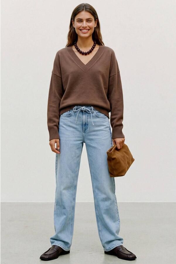 VERO MODA gebreide trui met wol bruin - Foto 3