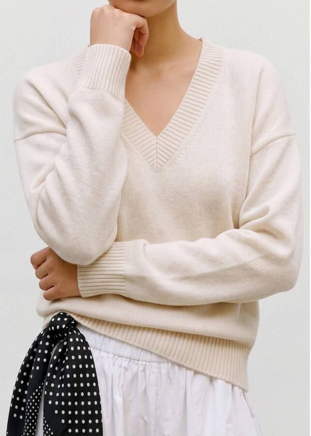 VERO MODA gebreide trui met wol ecru
