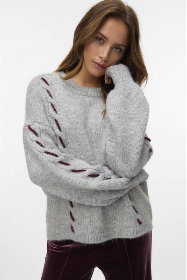 VERO MODA gebreide trui met wol grijs