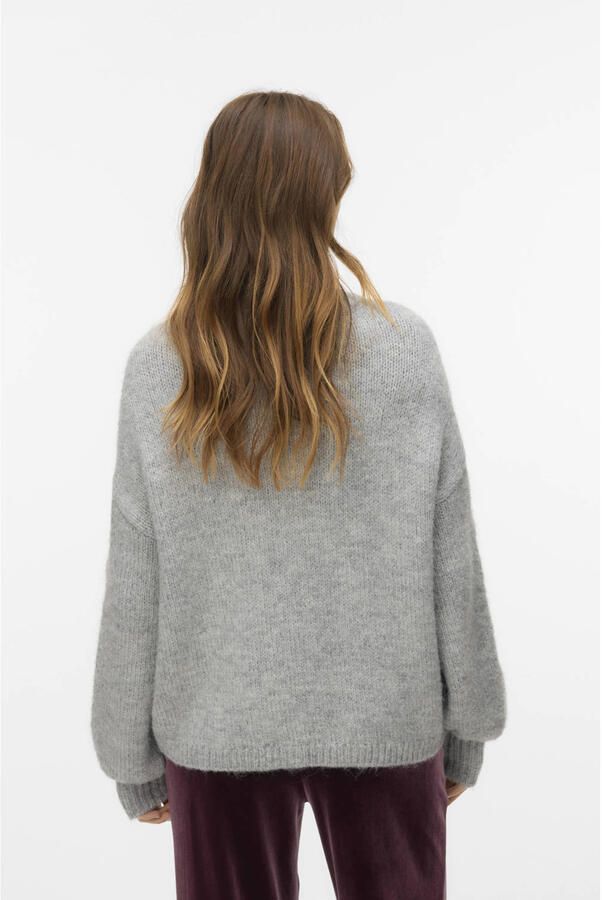VERO MODA gebreide trui met wol grijs - Foto 3