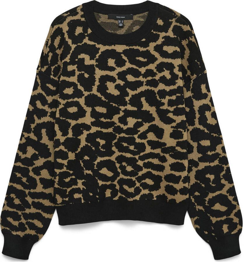 Vero Moda Regular fit gebreide pullover van viscosemix model 'SILJEANIMAL'