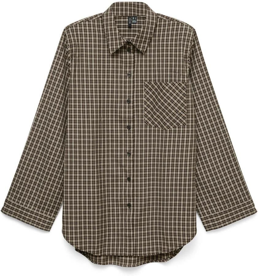 VERO MODA geruite blouse bruin