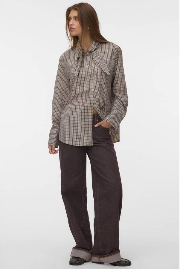 VERO MODA geruite blouse bruin - Foto 2