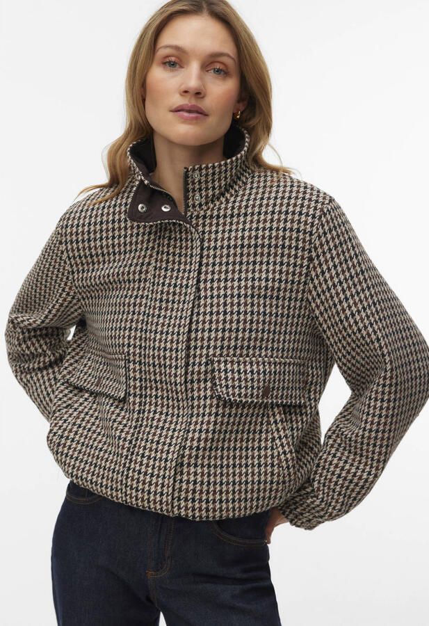 VERO MODA geruite tussenjas bruin
