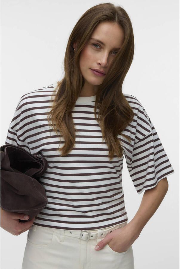 VERO MODA gestreept T-shirt bruin - Foto 3
