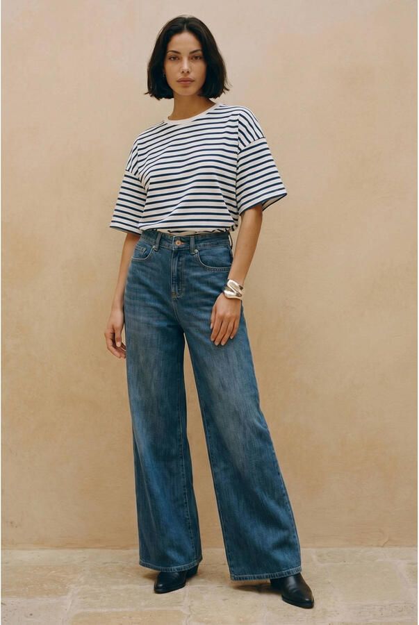 VERO MODA gestreept T-shirt donkerblauw - Foto 4