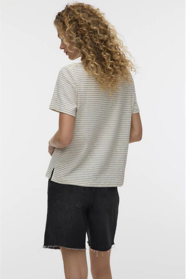 VERO MODA gestreept T-shirt met lurex ecru - Foto 3