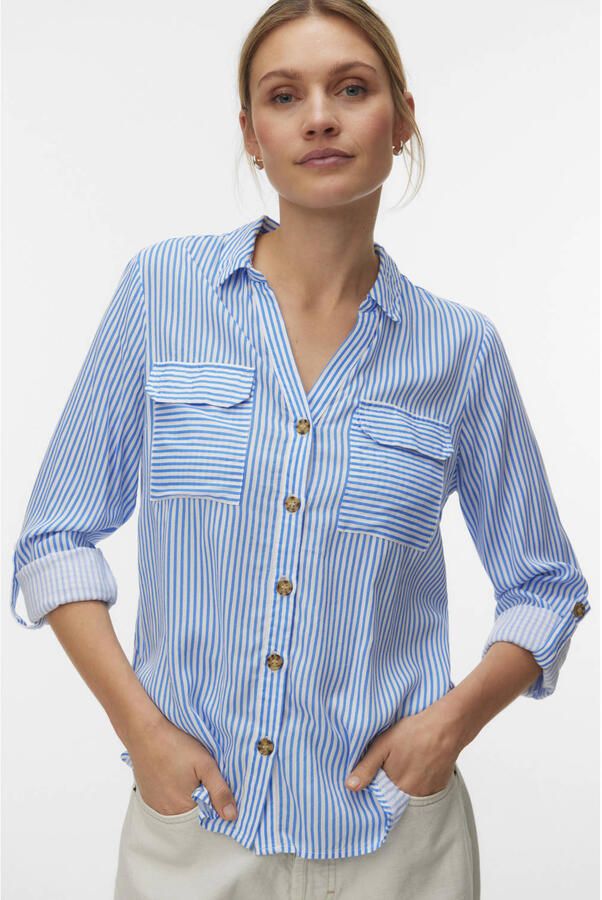 VERO MODA gestreepte blouse blauw wit