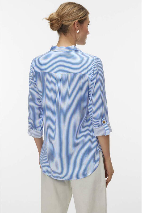 VERO MODA gestreepte blouse blauw wit - Foto 2