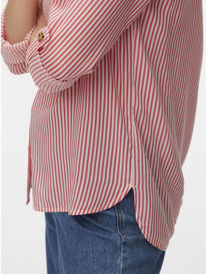 VERO MODA gestreepte blouse koraalrood wit - Foto 2
