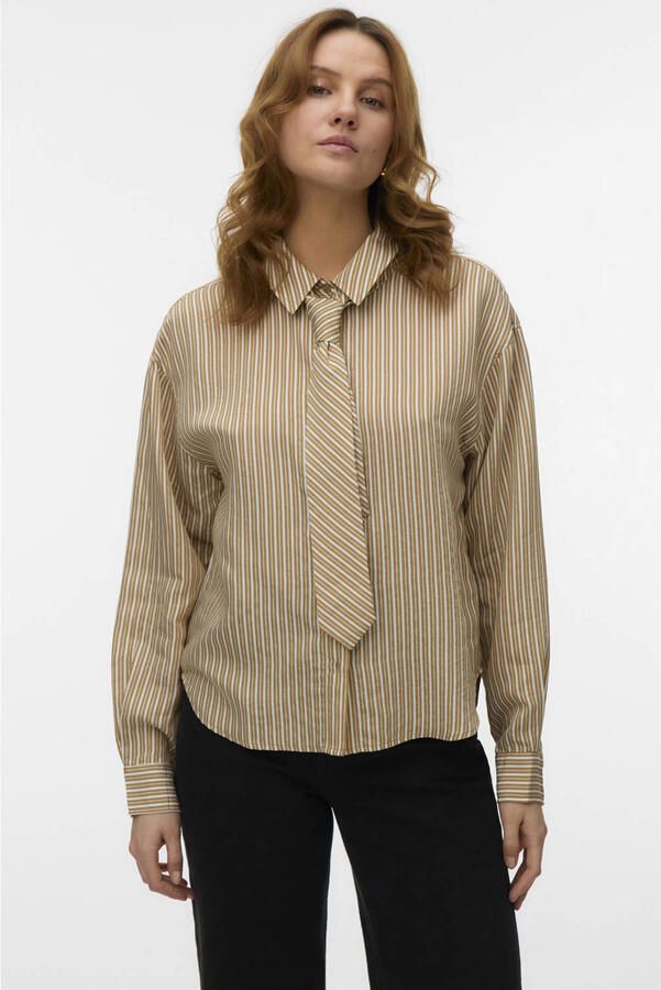 VERO MODA gestreepte blouse lichtbruin