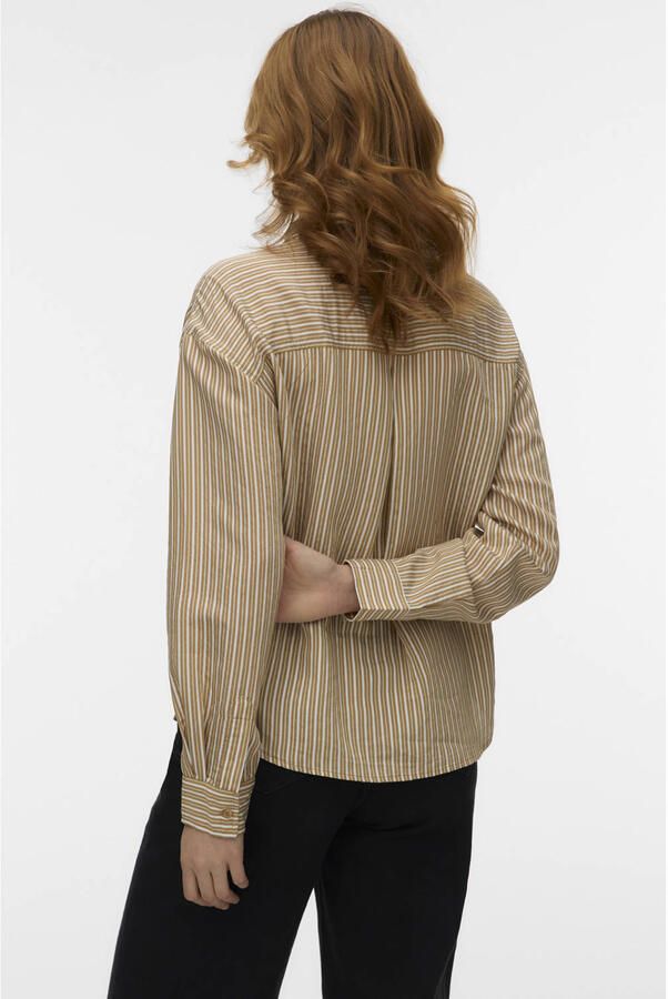 VERO MODA gestreepte blouse lichtbruin - Foto 2