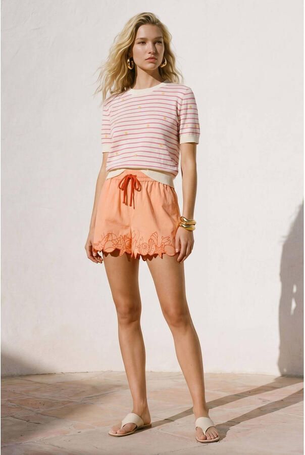 VERO MODA gestreepte gebloemde top roze - Foto 3